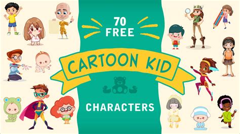 70 Free Cartoon Kid Characters To Bring Joy to the Design Project.